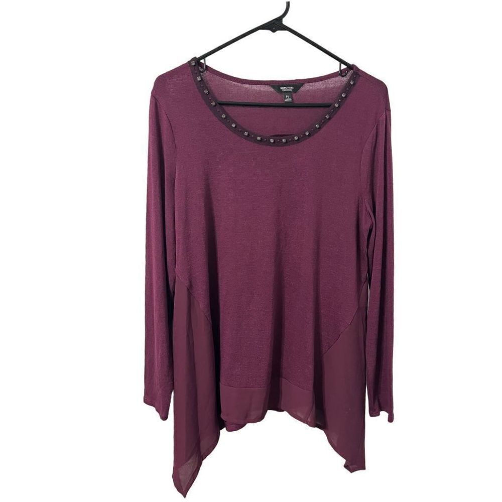 Simply Vera Wang Sweater Womens Petite Large Lagenlook Whimsigoth Witchy Sequin‎